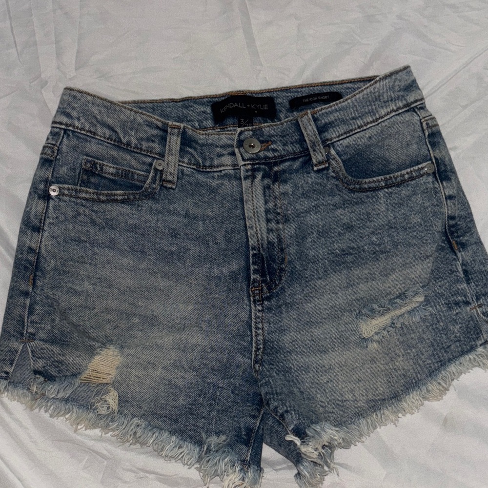 Kendall & Kylie Distressed Blue Jean Shorts